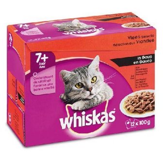 Whiskas multipack senior 7+ vlees in saus 12x100gr